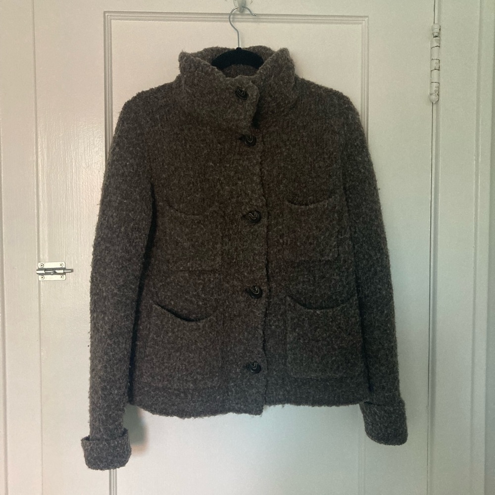 Madewell Wallace Funnel Neck Teddy Coat in Boucle